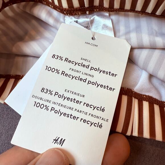 H&M Swim Trunks Euro Shorts Swimsuit Boys 5T 6 Brown White Stripe Retro - Picture 6 of 8